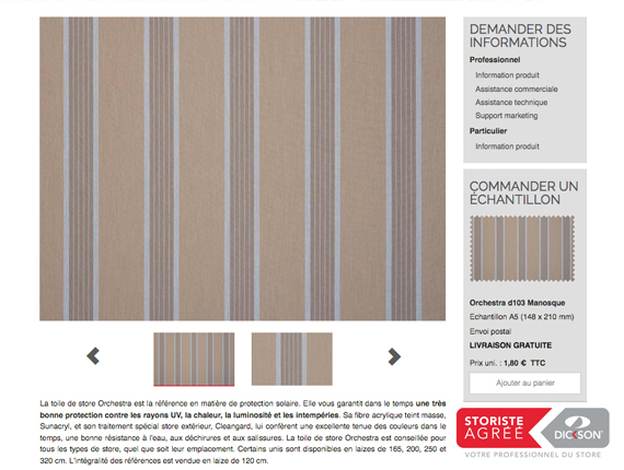 Toiles Dickson pour stores banne coffre - La Fermeture Parisienne - Triel sur Seine